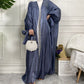 Islamic Muslim Silk Feeling Satin Open Cardigan Abaya Dress