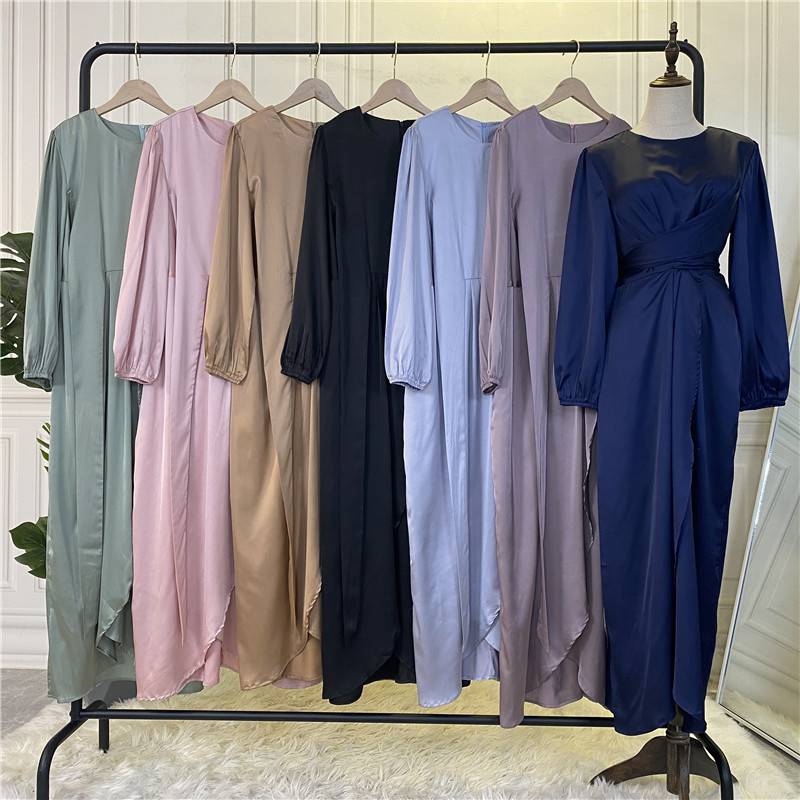 Muslim Tunic Satin Abaya Dress