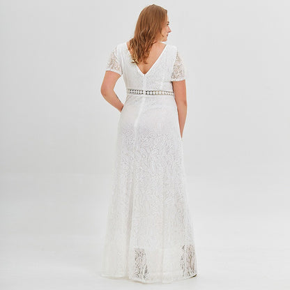 Plus Size White Lace Women Wedding Evening Formal Dress