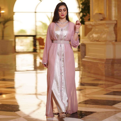 Eid 2 Piece Set Women Kaftan Dress Middle East Arab