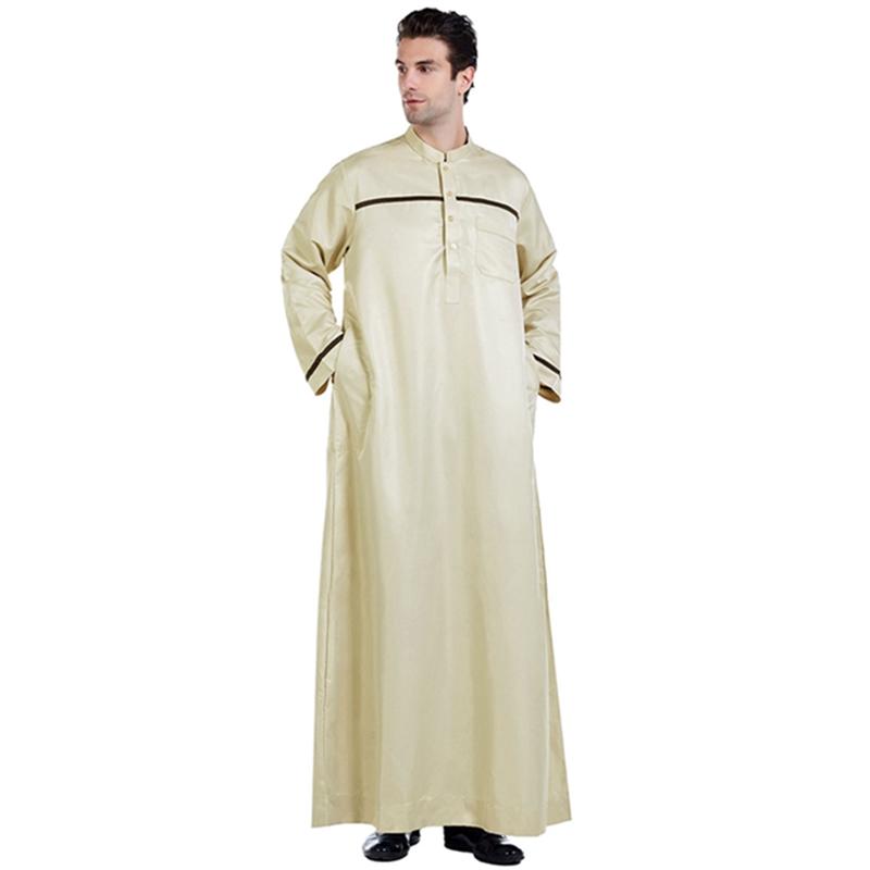 Middle East Arab Men Long Sleeve Thobe Thawb
