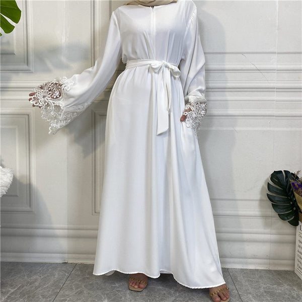 Muslim Women Lace Sleeve Nida Abaya Dress