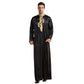 Stand-up Collar Embroidery Intarsia Muslim Mens Jubbah Thobe