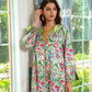 Eid Dress Hotfix Rhinestone Floral Printed Caftan Kaftan Dress