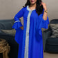 Lotus Leaf Sleeve Embroidery Kaftan Dress Arabic Jalabiya