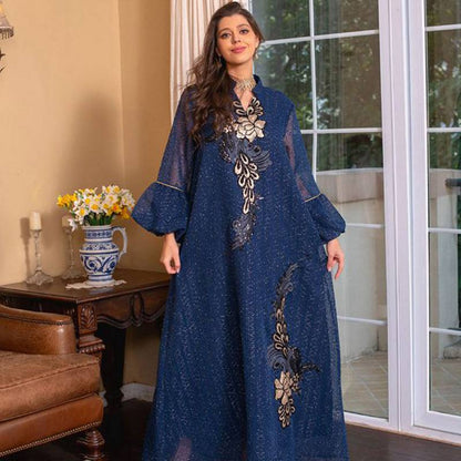 Eid Dress Middle East Dubai Applique Doris Caftan Kaftan Dress