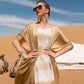 Middle-length Sleeves Sequins Tie-dye 2 Pieces Set Open Cardigan Abaya Dress