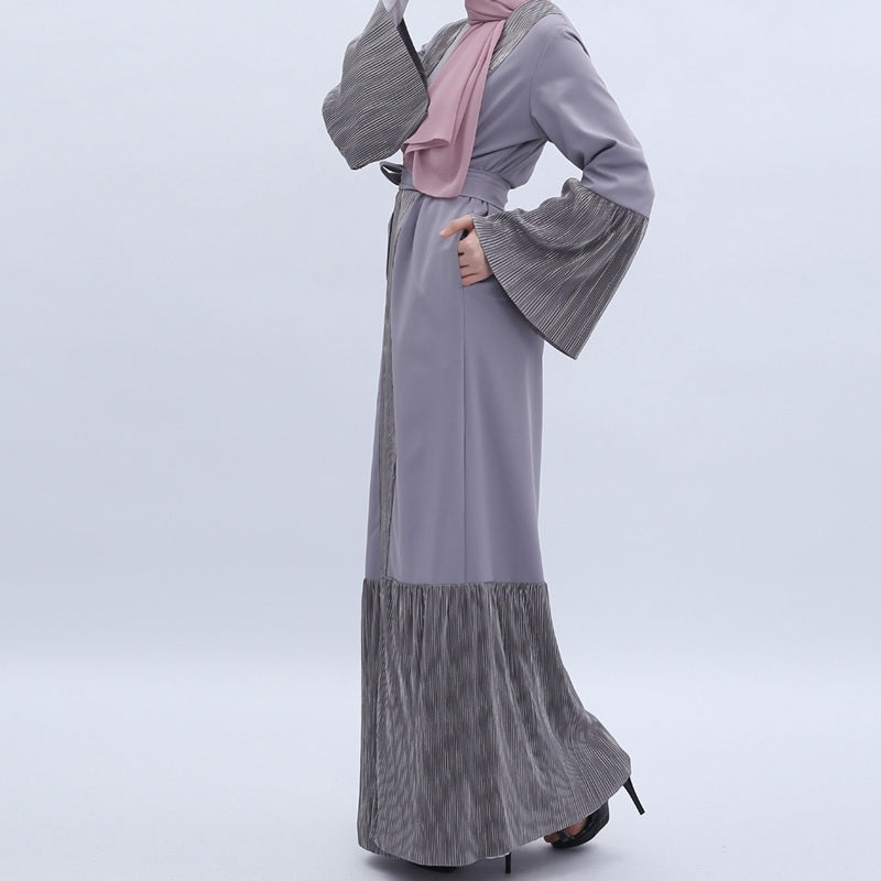 Muslim Women Flare Sleeve Open Cardigan Abaya Dress