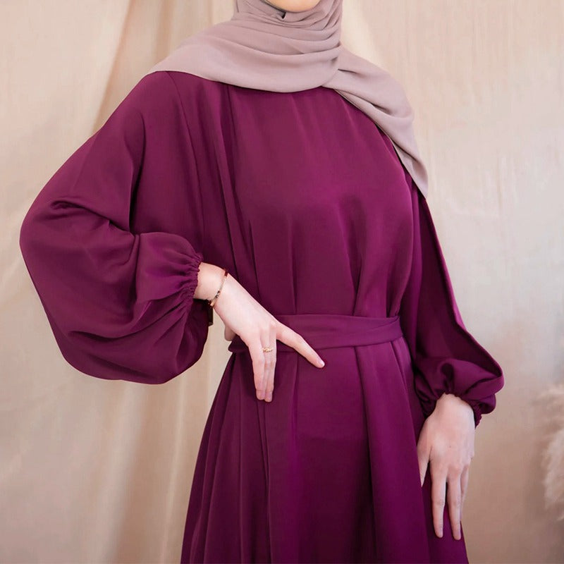 Middle East Turkish Dubai Muslim Women Satin Abaya Dress