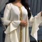 Lotus Leaf Sleeve Embroidery Kaftan Dress Arabic Jalabiya