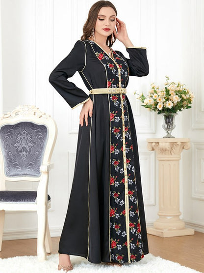 Eid Dress Middle East Arab Floral Printed Kaftan Dress Caftan