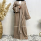 Muslim Women Stripe Open Cardigan Abaya Dress