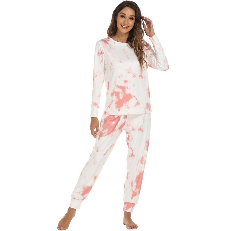 Tie-Dye Pajamas Women Long Sleeve Sleepwear Set