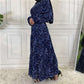 Muslim Women Chiffon Floral Printed Abaya Dress