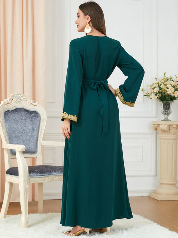 Eid Dress Women Middle East Arab Embroidery Woven Fabric Kaftan Dress Urgarment Eid Dress Women Middle East Arab Embroidery Woven Fabric Kaftan Dress Urgarment