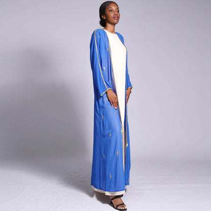 Muslim Women Chiffon Embroidery Cardigan Open Abaya Dress