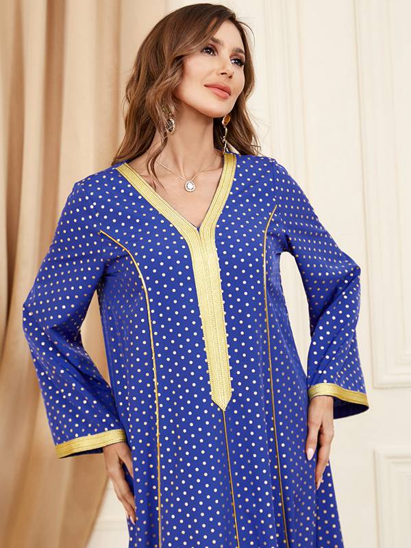 Eid Dress Middle East Arab Women Fashion Polka Dot Kaftan Dress