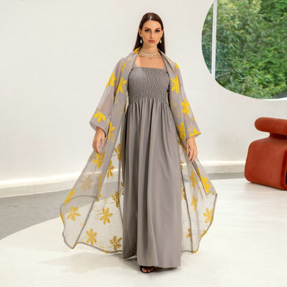 2 Pieces Set Doris Embroidery Kaftan Dress Middle East Dubai Caftan