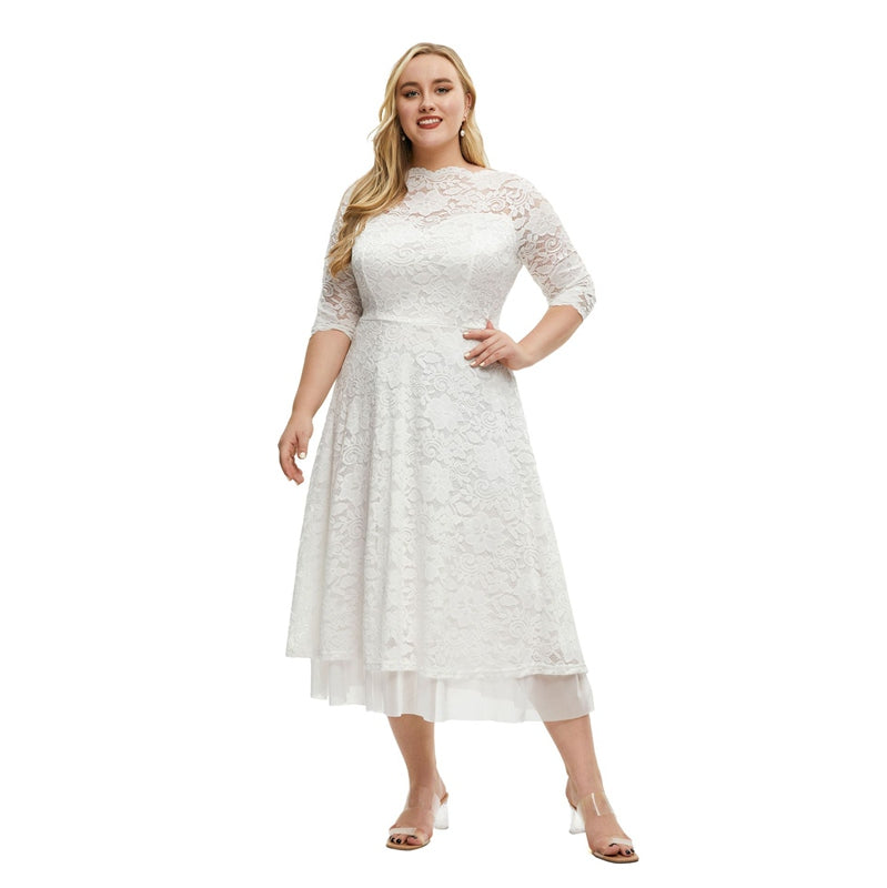 XL-5XL Plus Size Women Lace Wedding Evening Gown Formal Dress