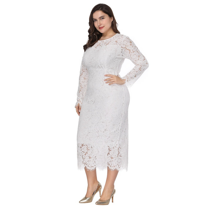 Plus Size Slim-fitting Lace Evening Wedding Gowns Dress