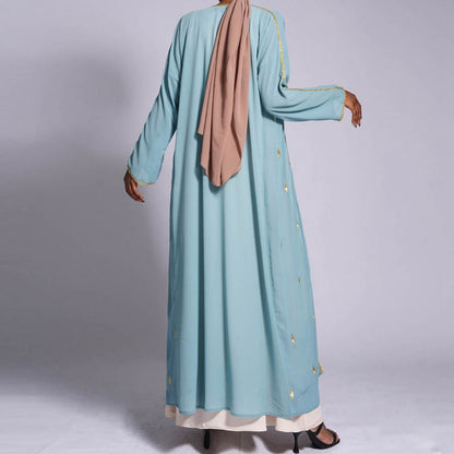 Muslim Women Chiffon Embroidery Cardigan Open Abaya Dress