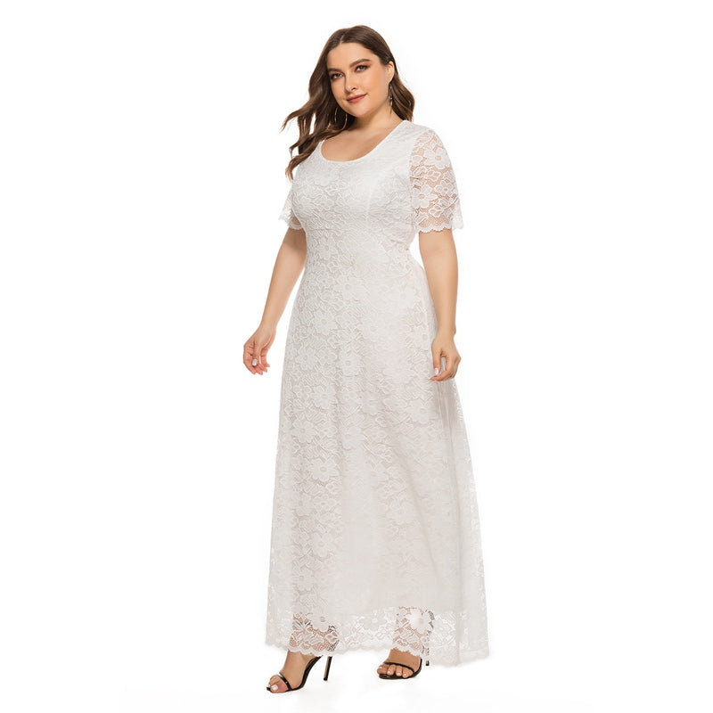 White lace summer shop dress plus size