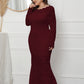 Plus Size Hollow-Out Lace Fishtail Women Evening Formal Dress