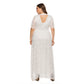 Summer Plus Size Short Sleeve Lace Hollow-carved Evening Formal Dress