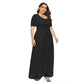 Summer Plus Size Short Sleeve Lace Hollow-carved Evening Formal Dress