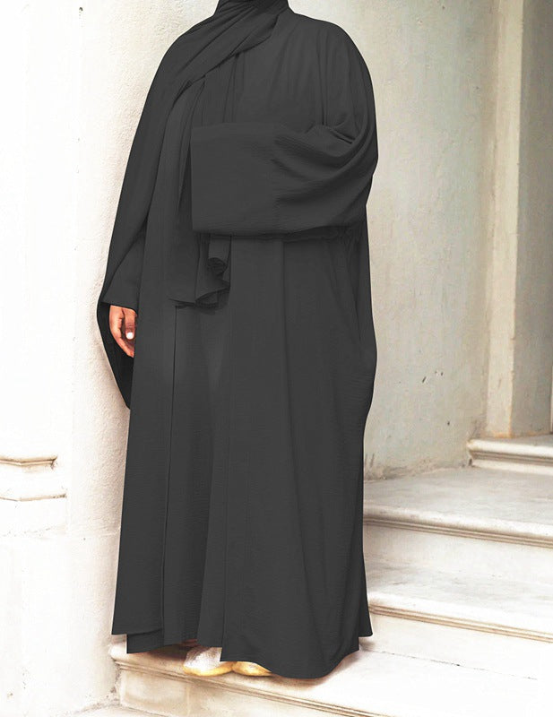 3 Pieces Set Abaya Dress Muslim Women Clothing Suit With Out Abaya, Inner Dress And Scarf