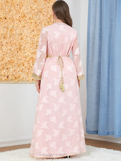 Eid Dress 2 Pieces Set Arab Embroidery Kaftan Dess With Sleeveless Inner Dress