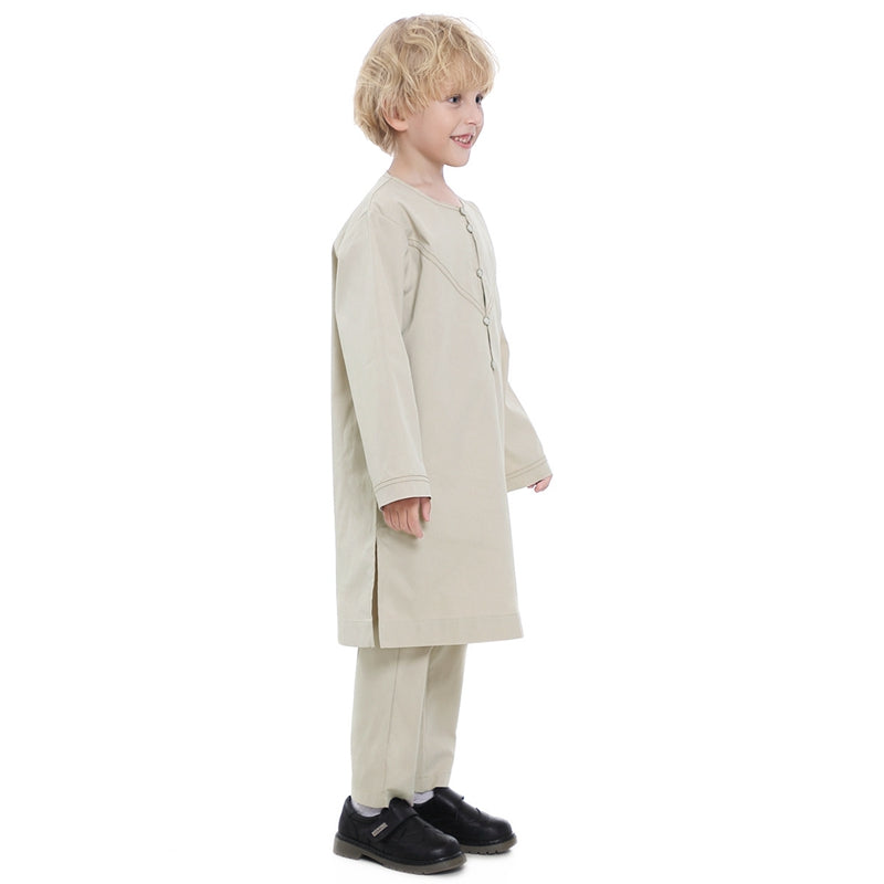 Muslim Arab Kids Boy Thobe Tops And Trousers Clothing Suit Sets