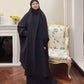 2 Pieces Set Winkle Jilbab Abaya Dress For Muslim Women