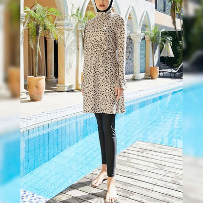Floral Printed 3 Pieces Set Muslim Women Swimwear Burkinis Swimsuit Bathing Suit