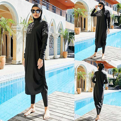 3 Pieces Set Muslim Women Halal Swimwear Burkinis Beach Wear