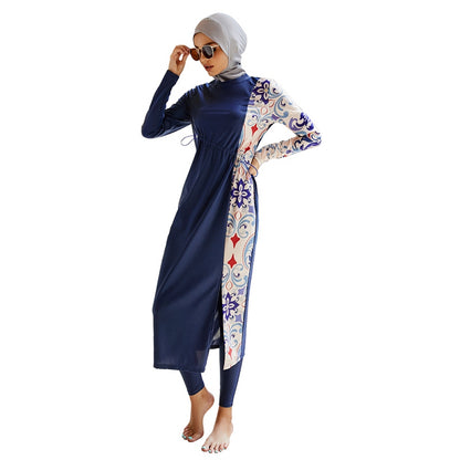 3 Pieces Set Floral Printed Muslim Women Swimwear Swimsuit Burkinis