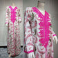 Floral Printed Cotton Kaftan Abaya Dress For Muslim Women