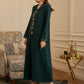 Dark Green Hand-stitched Rhinestone Hooded Femme Djellaba Abaya Dress Jalaba