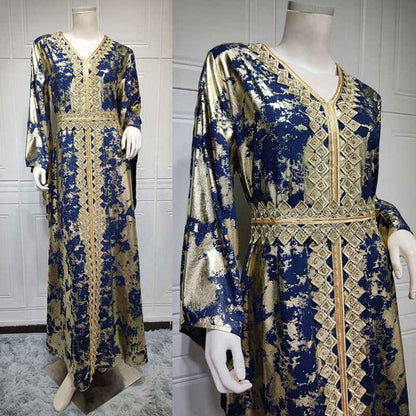Eid Dress Muslim Women Bronzing Chiffon Kaftan Dress Caftan Middle East
