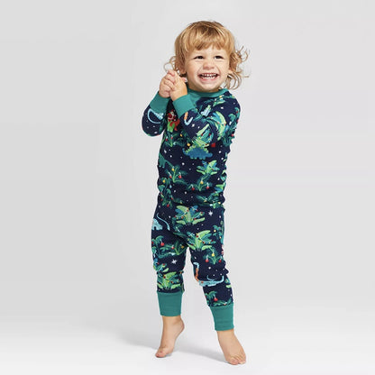Family Matching Printed Dinosaur Christmas Pajamas Sets Sleepwear