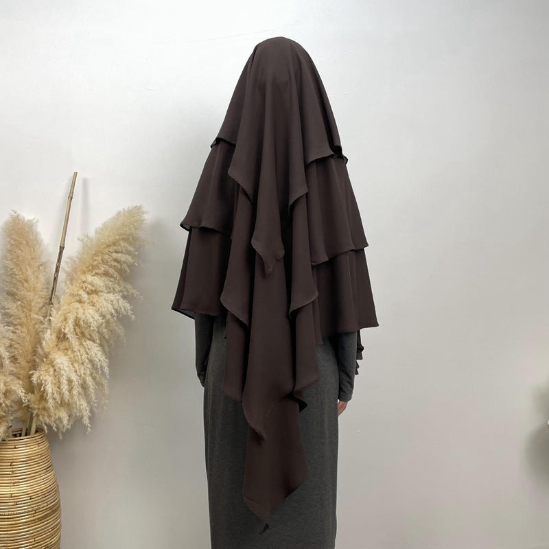 15 Color Options 3 Layer Chiffon Long Khimar For Arab Women