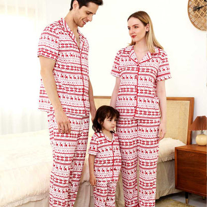 Printed Short Sleeve Matching Family Christmas Pjs Pajamas Set