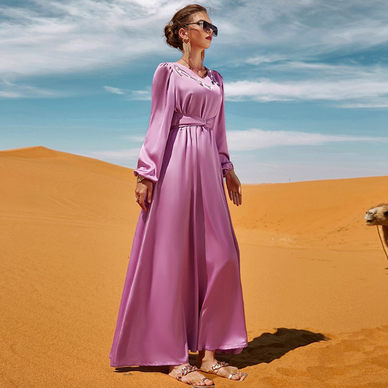 satin eid dresses Aurelia Drape Satin Gown 2-Piece Abaya for Muslim Women /Eid outfit
