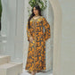 Printed Hotfix Rhinestone Muslim Women Kaftan Dress Jalabiya