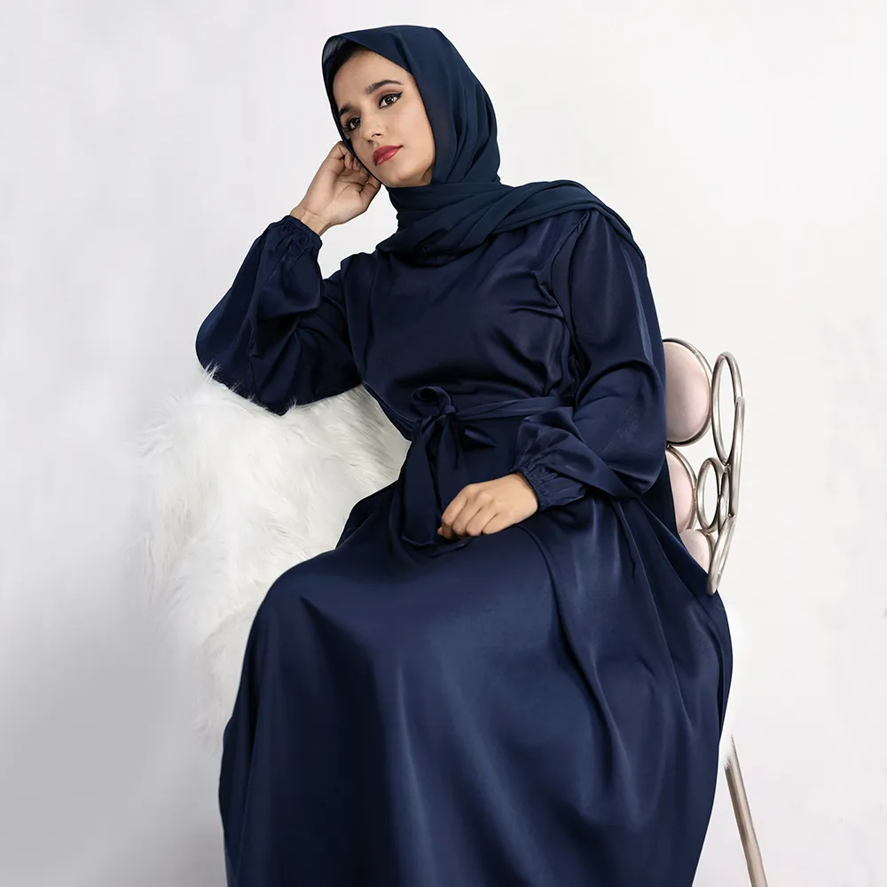 Middle East Turkish Dubai Muslim Women Satin Abaya Dress