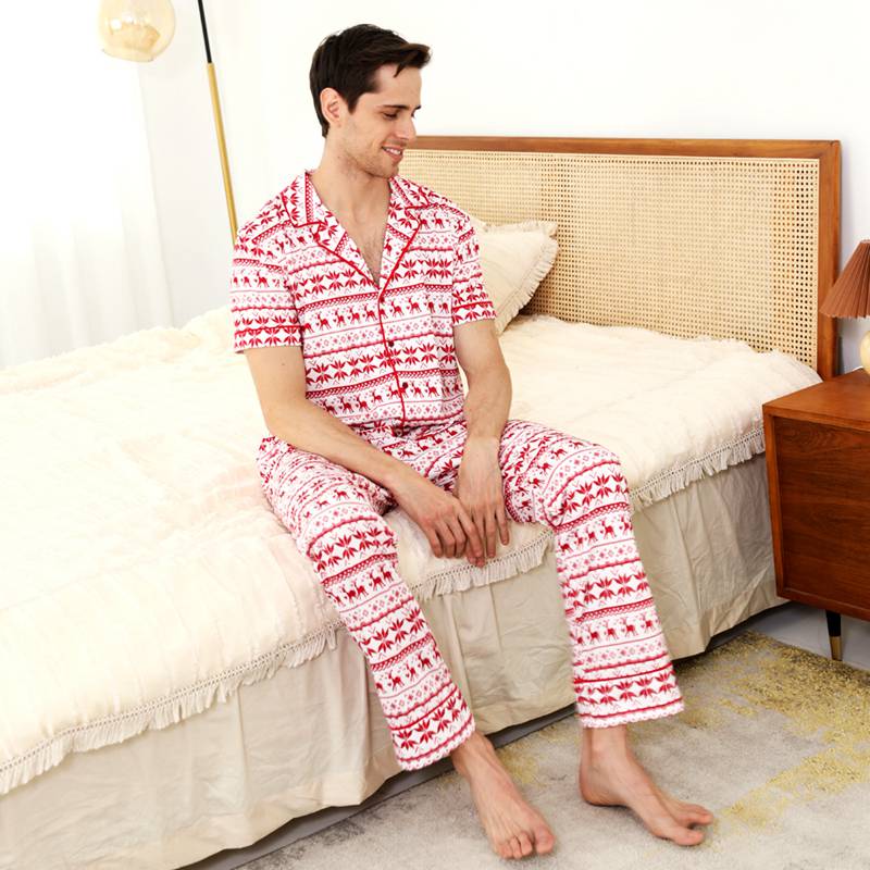 Printed Short Sleeve Matching Family Christmas Pjs Pajamas Set