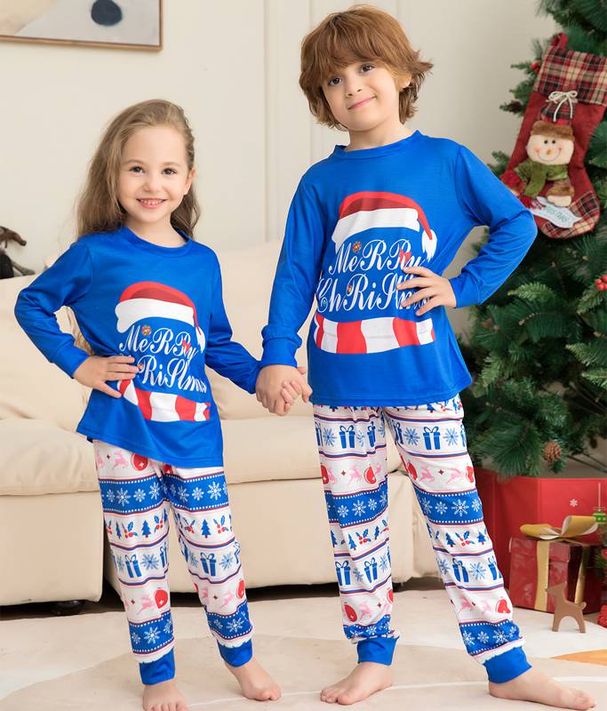 Blue Christmas Pajamas Family Matching