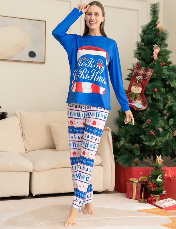 Blue Christmas Pajamas Family Matching