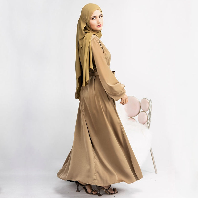 Middle East Turkish Dubai Muslim Women Satin Abaya Dress