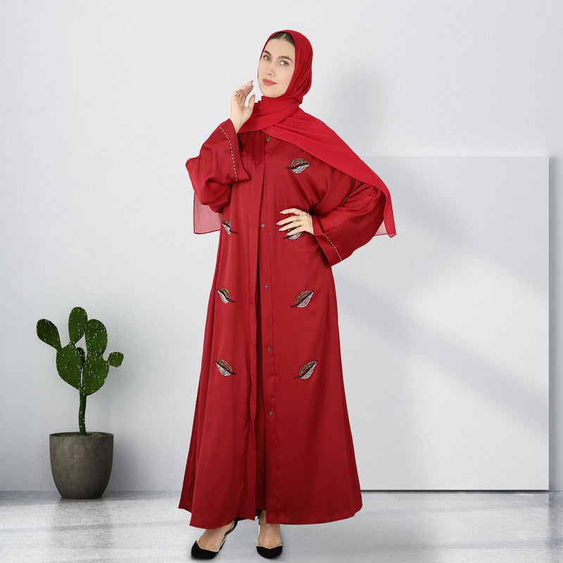 Eid Ramadan Embroidery Open Abaya For Muslim Women